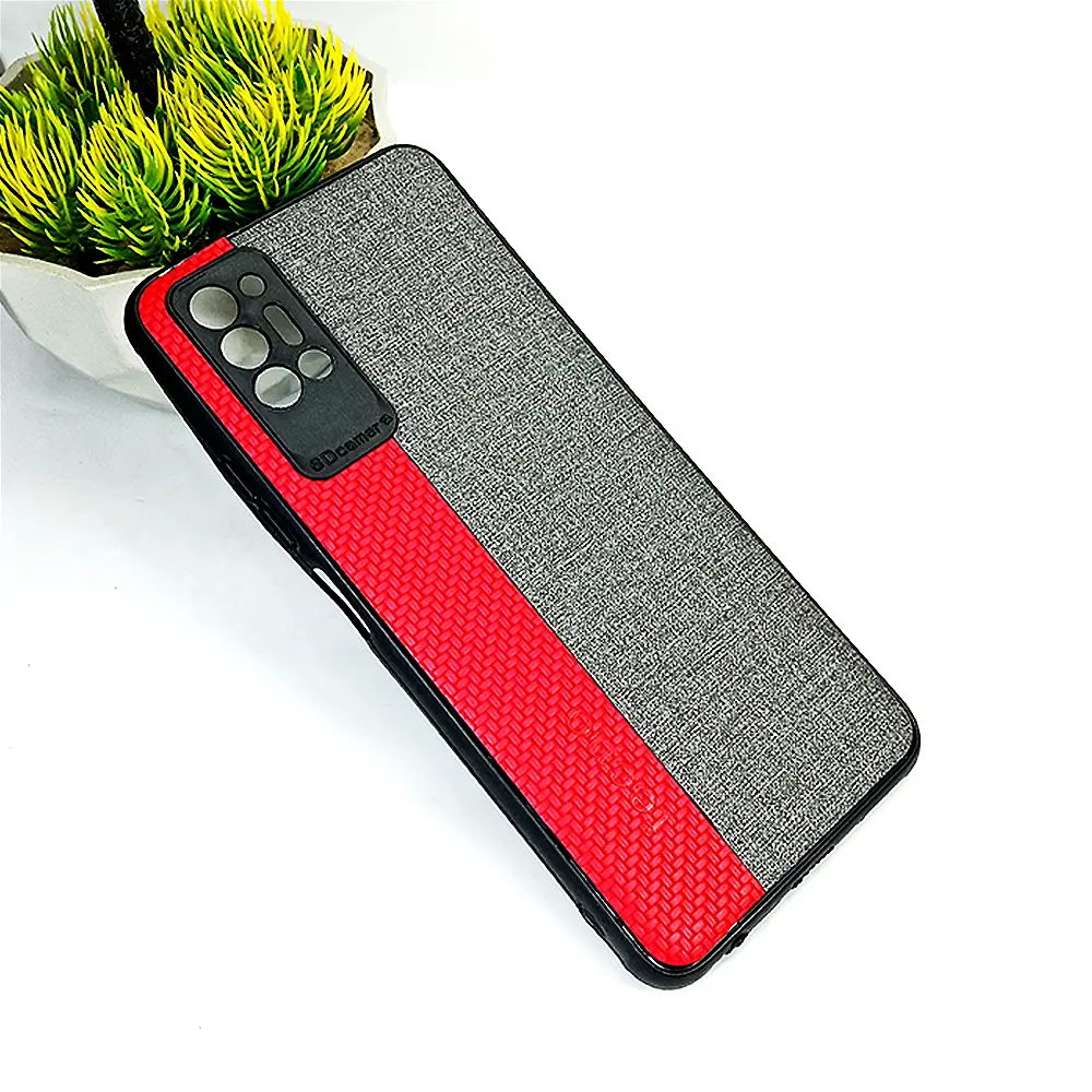 Tecno Pova 2 Dual Leather Back Case (Red)