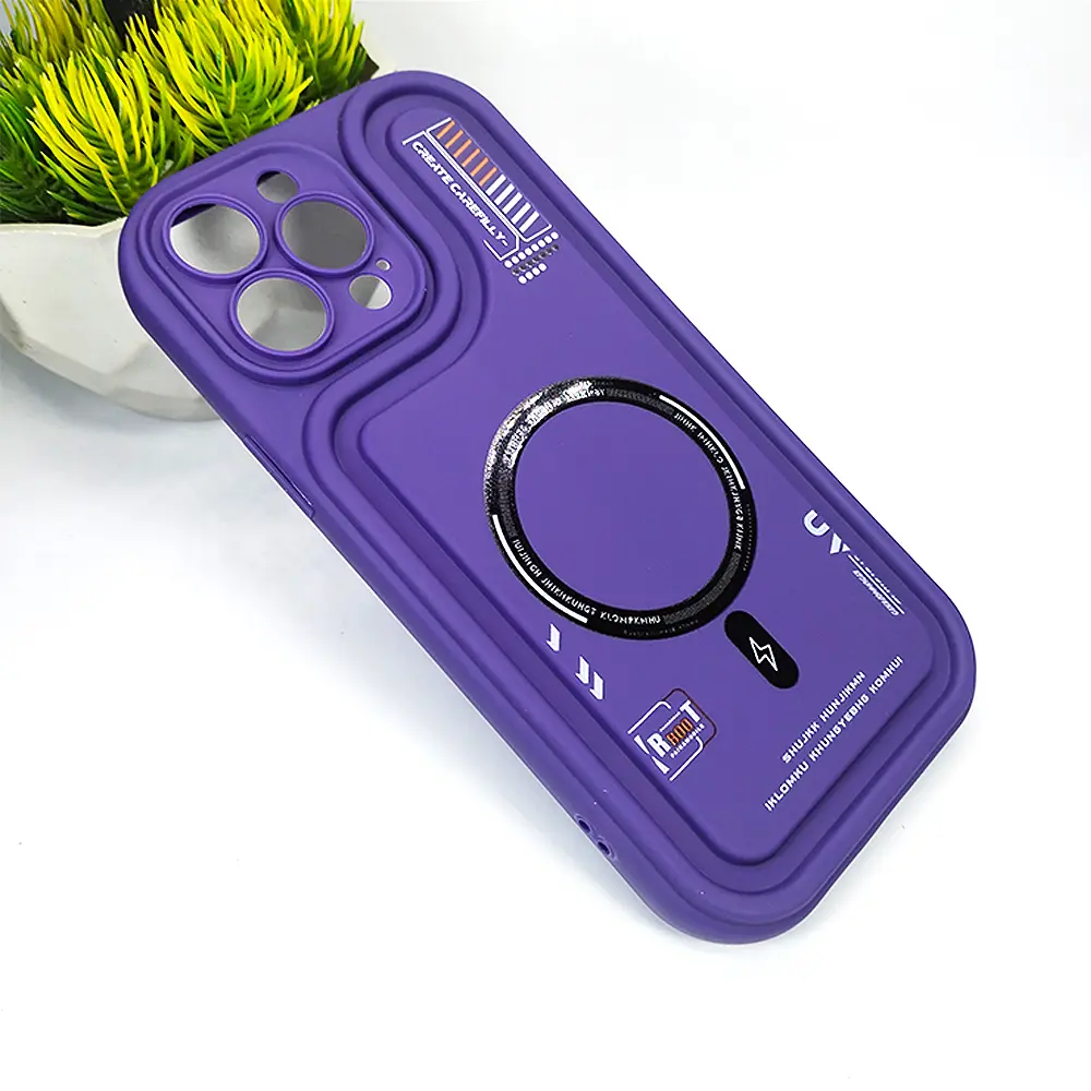 3D Printed Soft Silicone Back Case for iPhone 13 Pro Max - Purple