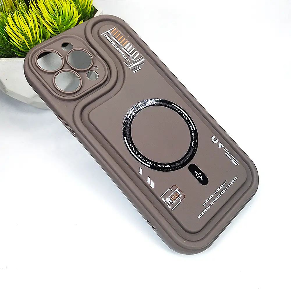 3D Printed Soft Silicone Back Case for iPhone 13 Pro Max - Dark Brown