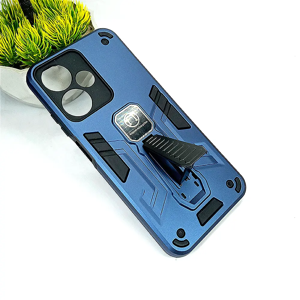 Infinix Hot 30 Play Armour With Back Stand Case (Navy Blue)