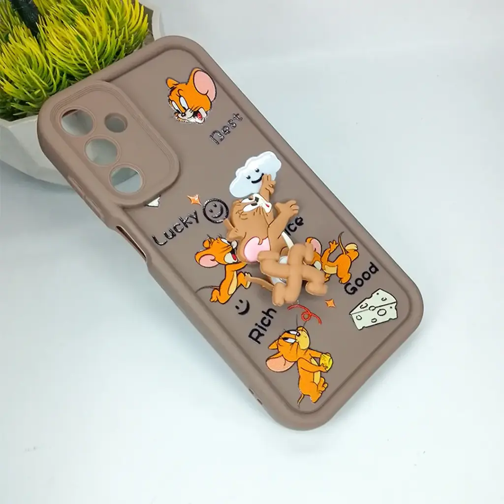 [PO51BSA25-35-34] Samsung Galaxy A25 3D Cartoon Spinner Back Case (Dark Brown)