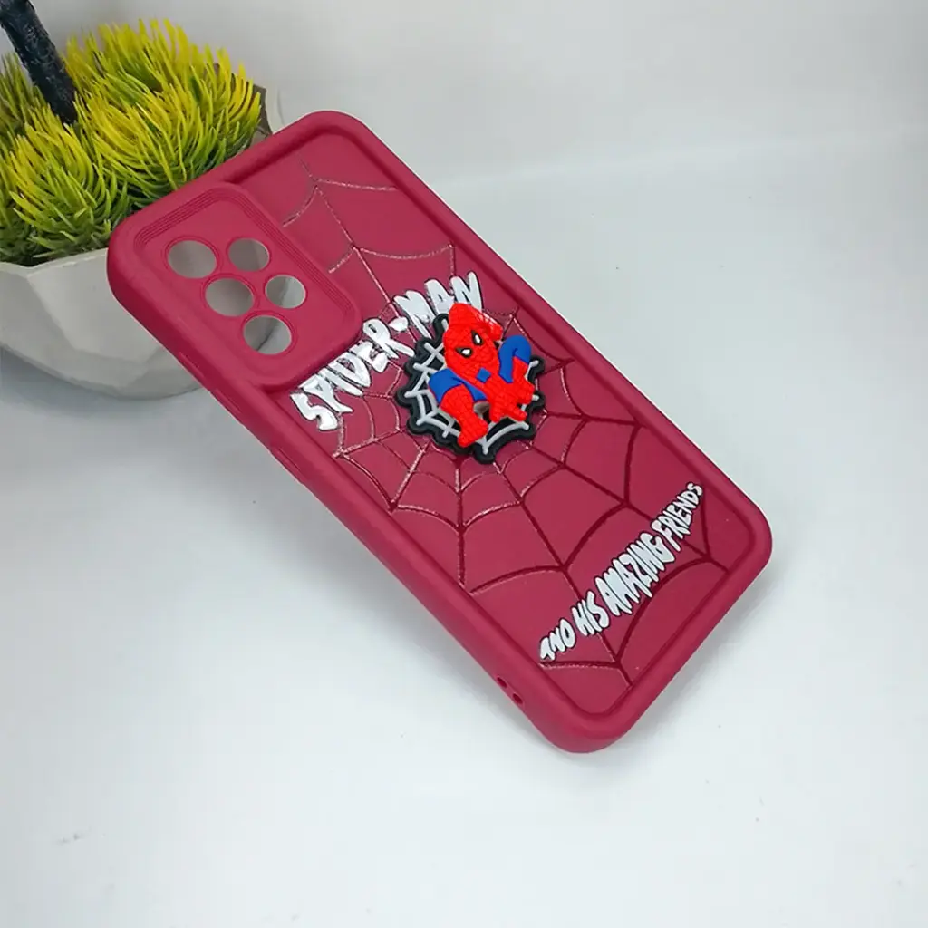 Samsung Galaxy A52|A52s|A52s 5G 3D Cartoon Spinner Back Case (Maroon)