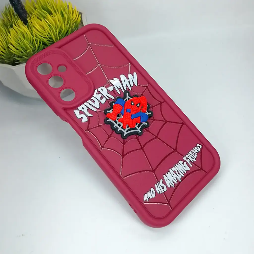 Samsung Galaxy A24 3D Cartoon Spinner Back Case (Maroon)