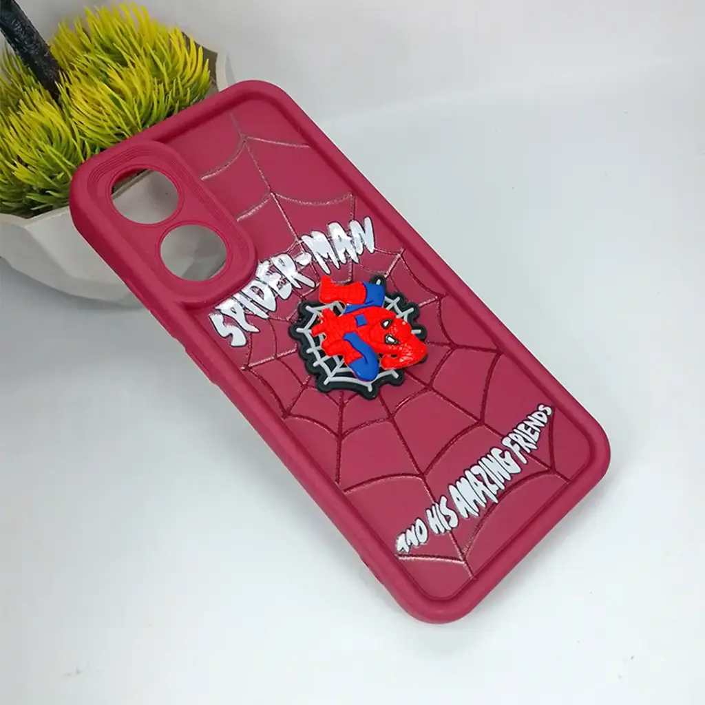 Oppo A78 4G 3D Cartoon Spinner Back Case (Maroon)