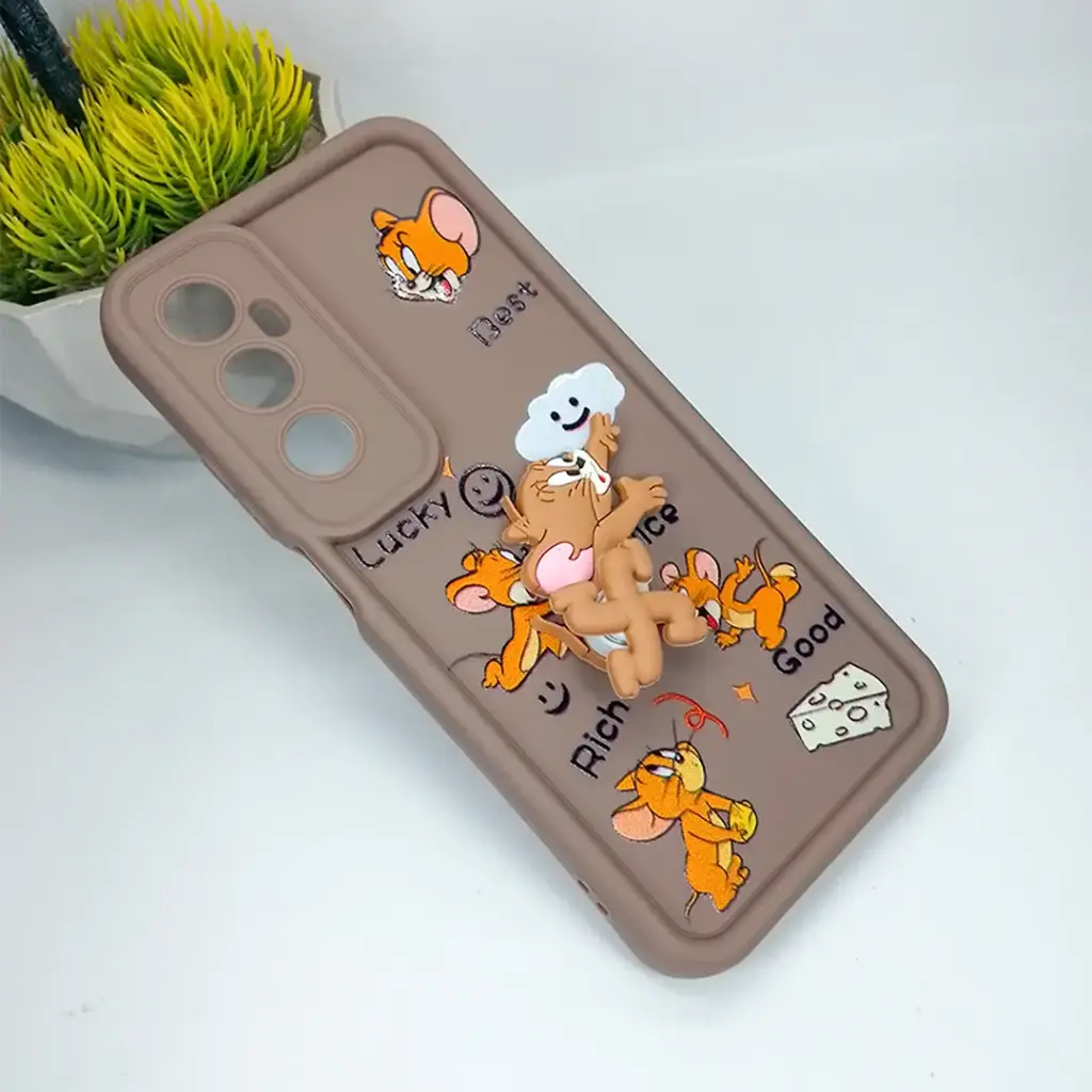 Oppo Realme C65 3D Cartoon Spinner Back Case (Dark Brown)