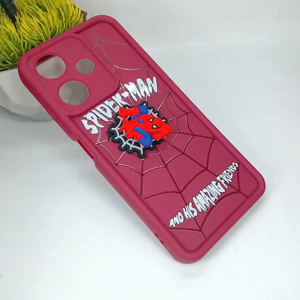 [PO51BIHOT30-35-21] Infinix Hot 30 3D Cartoon Spinner Back Case (Maroon)