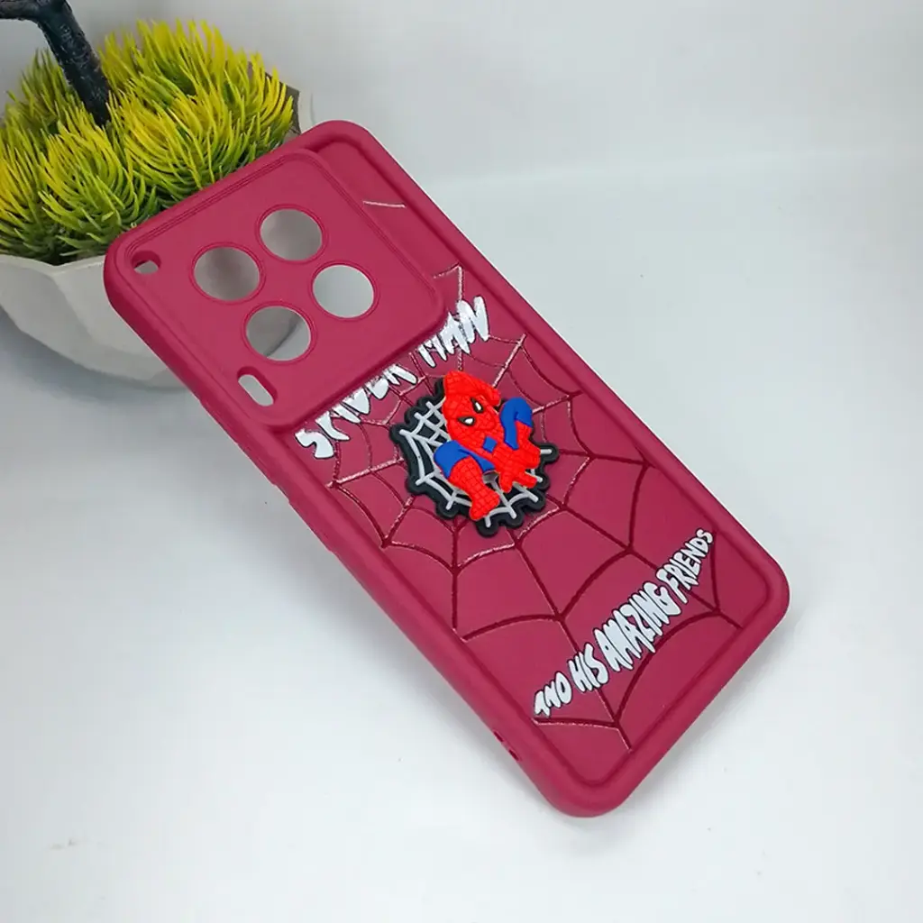 [PO51BTCMN30-35-21] Tecno Camon 30 4G|5G 3D Cartoon Spinner Back Case (Maroon)