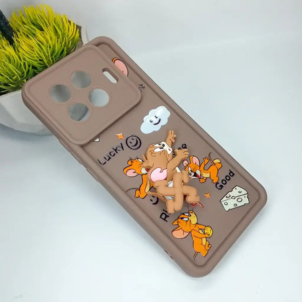 Tecno Spark 20 Pro Plus 3D Cartoon Spinner Back Case (Dark Brown)