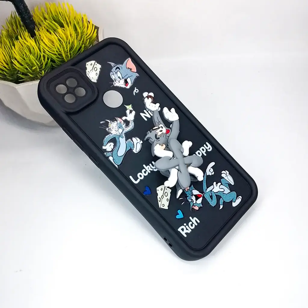 Xiaomi Redmi 9C|Redmi 10A|Poco C31 3D Cartoon Spinner Back Case (Black)