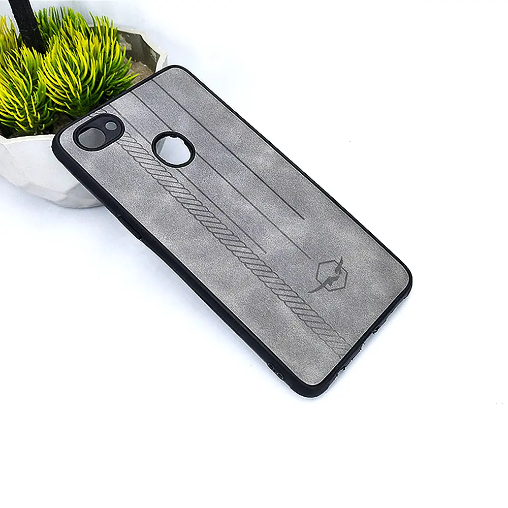 Oppo A3 Leather Back Case - Gray Stylish Protection