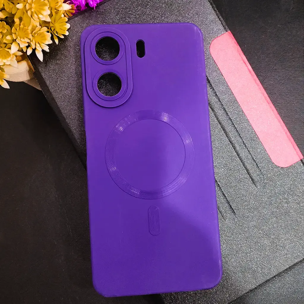 Xiaomi Redmi 13C & Poco C65 Case - Soft Silicone, MagSafe Logo, Purple