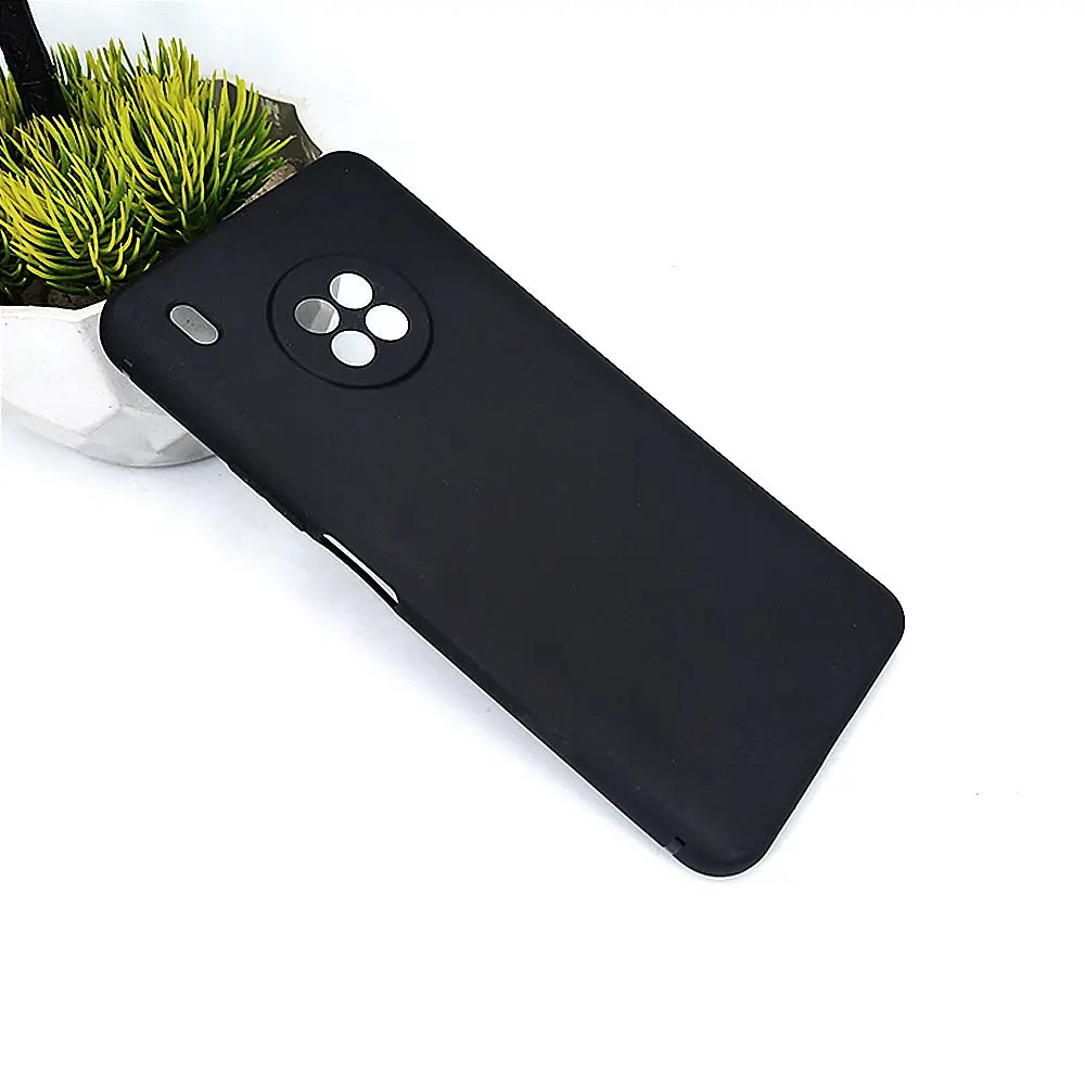 Huawei Y9A Matte Soft Silicone Paper Back Case (Black)