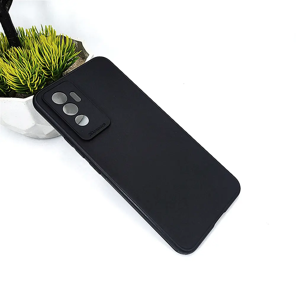 Vivo V23E Matte Soft Silicone Paper Back Case (Black)