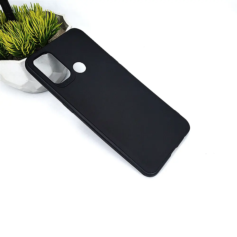 Oppo A53 Matte Soft Silicone Paper Back Case (Black)