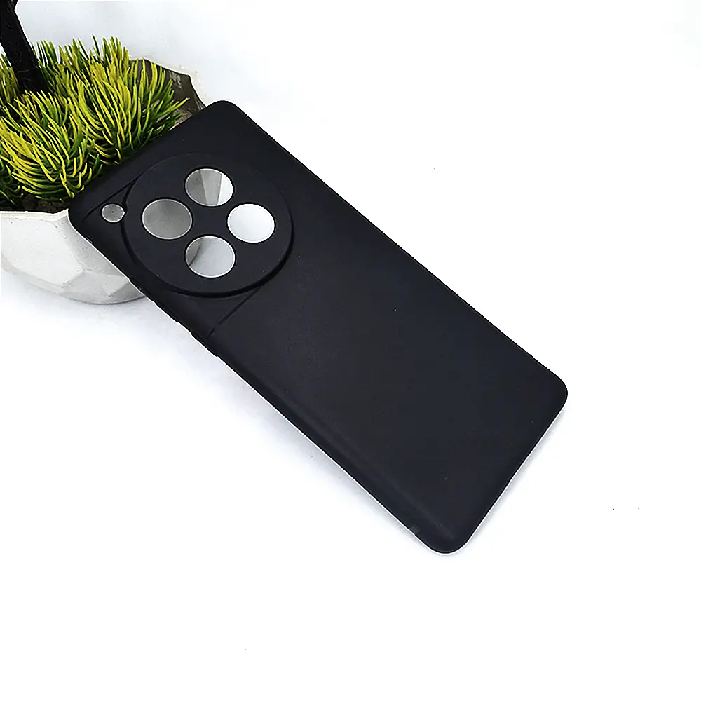 [PO4B1PL12-4-2] OnePlus 12 5G Matte Soft Silicone Paper Back Case (Black)