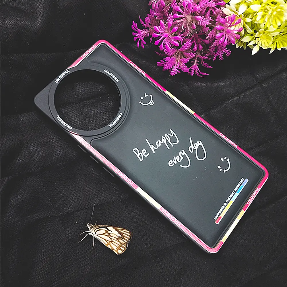 Vivo V30E 5G Colourful BE Happy Every Day Printed Soft Silicone Back Case (Black)