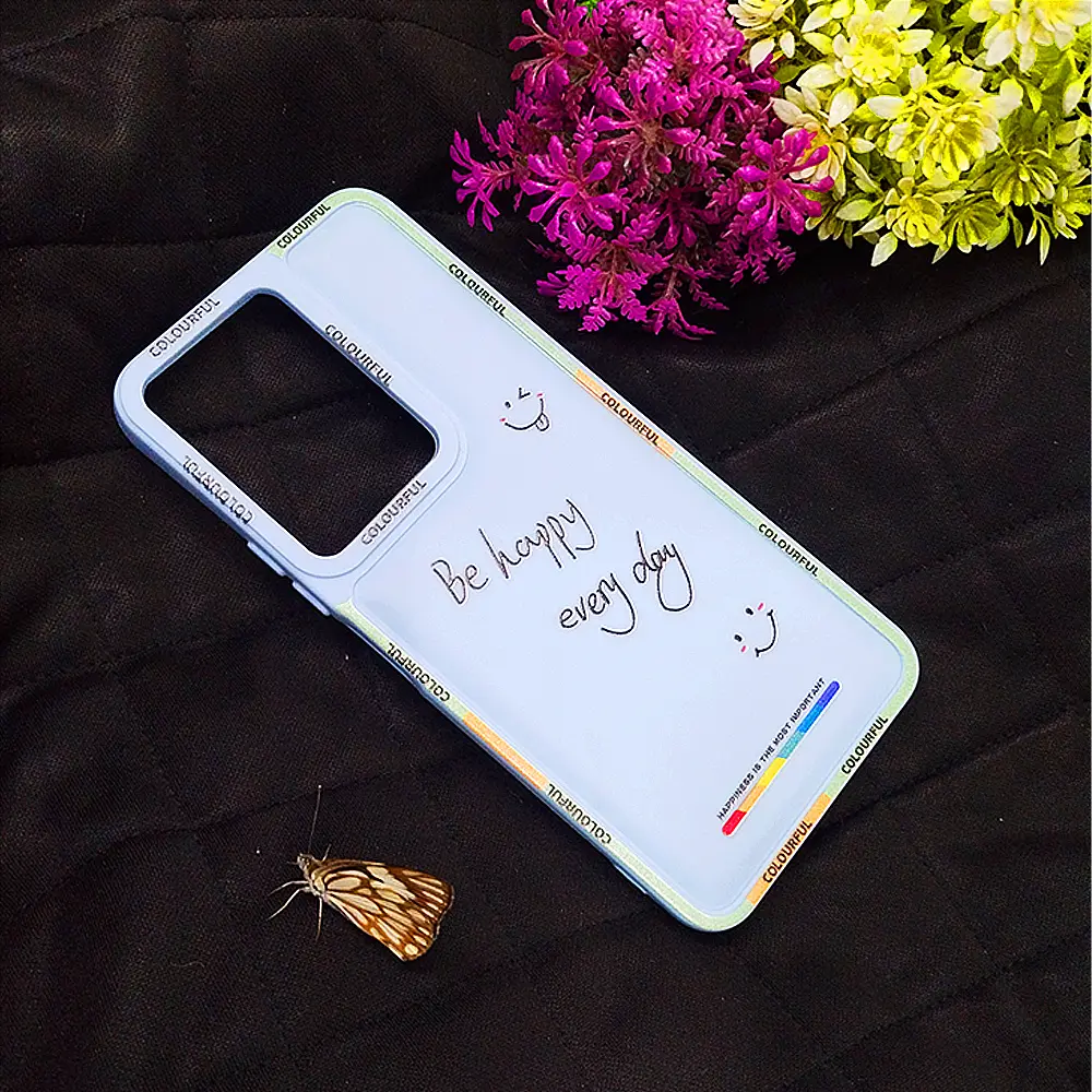 Vivo Y17s Colourful BE Happy Every Day Printed Soft Silicone Back Case (Sky Blue)