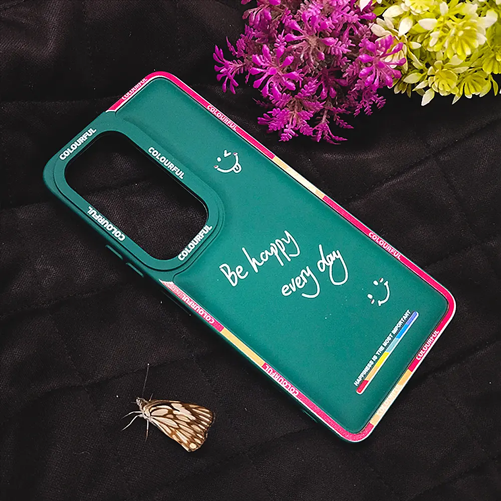 Infinix Hot 50 Colourful BE Happy Every Day Printed Soft Silicone Back Case (Green)