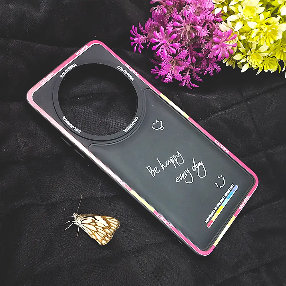 Xiaomi Redmi 14C|Poco C75 Colourful BE Happy Every Day Printed Soft Silicone Back Case (Black)