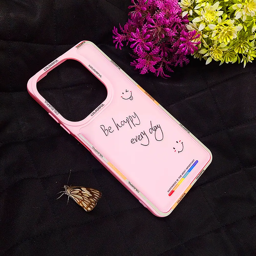 Tecno Spark 20C|Spark Go 2024|Pop 8|Hot 40i|Smart 8|Smart 8 Plus|Smart 8 Pro Colourful BE Happy Every Day Printed Soft Silicone Back Case (T-Pink)