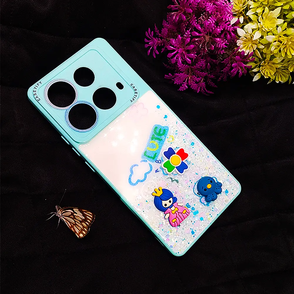 Infinix Note 40 Ladies Glossy Glitter Shine Back Case (Sea Green)