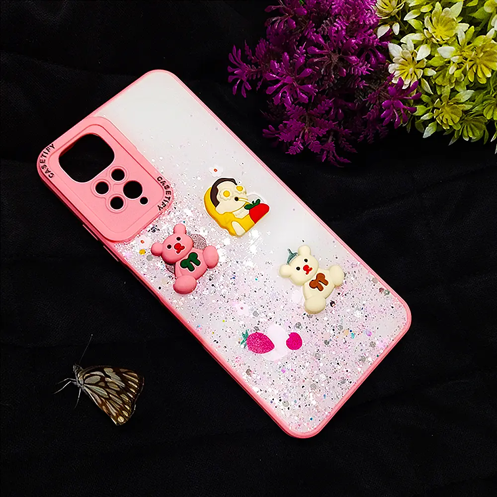 Xiaomi Redmi Note 11|Note 11s Ladies Glossy Glitter Shine Back Case (T-Pink)