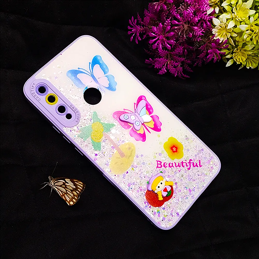 Huawei Y9 Prime 2019 Ladies Glossy Glitter Shine Back Case (Light Purple)