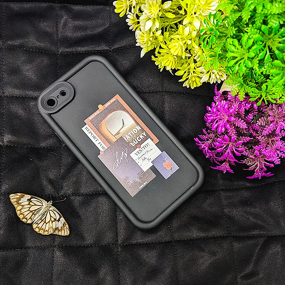 iPhone 7G|8G|SE 2020 3D Printed Soft Silicone Back Case (Black)