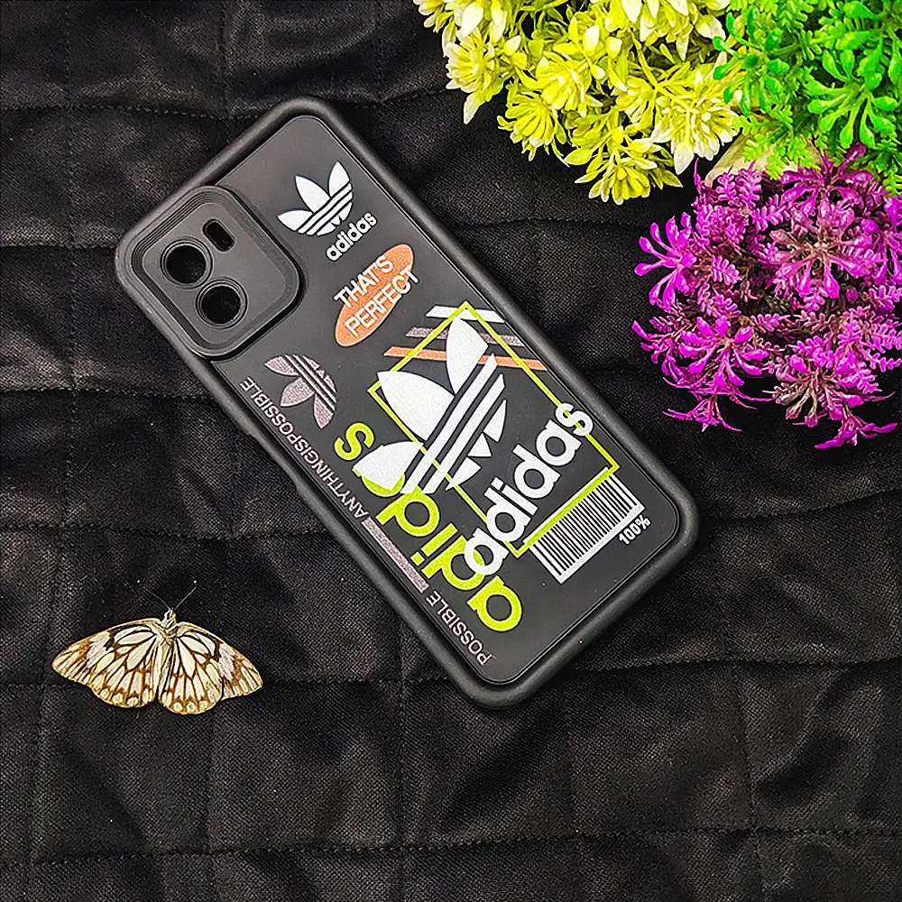 Printed Soft Silicone Back Case for Vivo Y15s/Y15c - Black