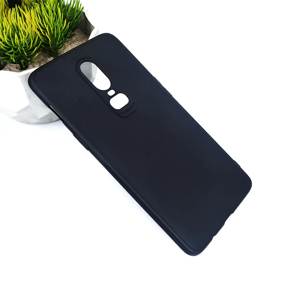 [PO4B1PL6-4-2] OnePlus 6 Matte Soft Silicone Paper Back Case (Black)