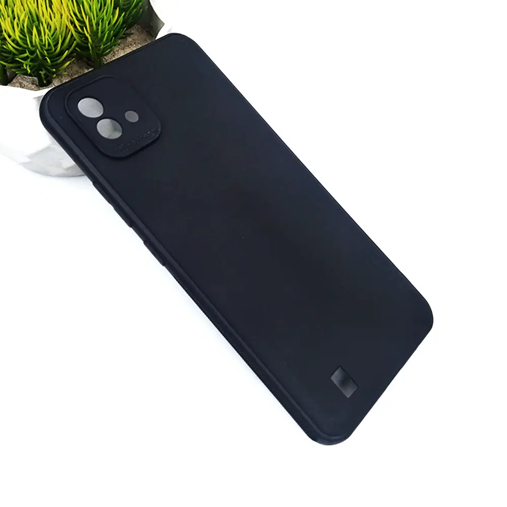 Oppo Realme C11 2021 Matte Soft Silicone Paper Back Case (Black)