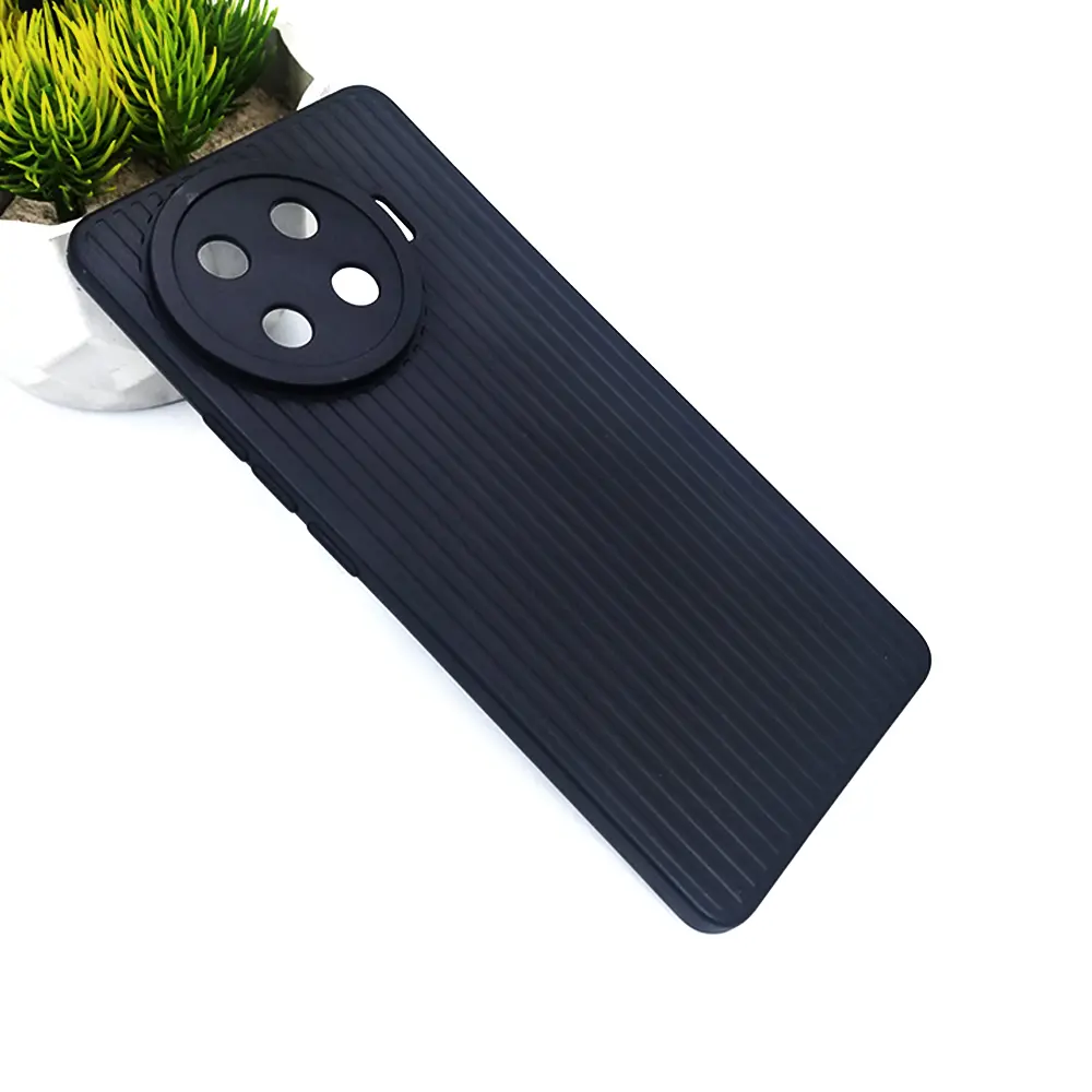 [PO4BTSPRK20PRPL-4-2] Tecno Spark 20 Pro Plus Lining Matte Soft Silicone Paper Back Case (Black)