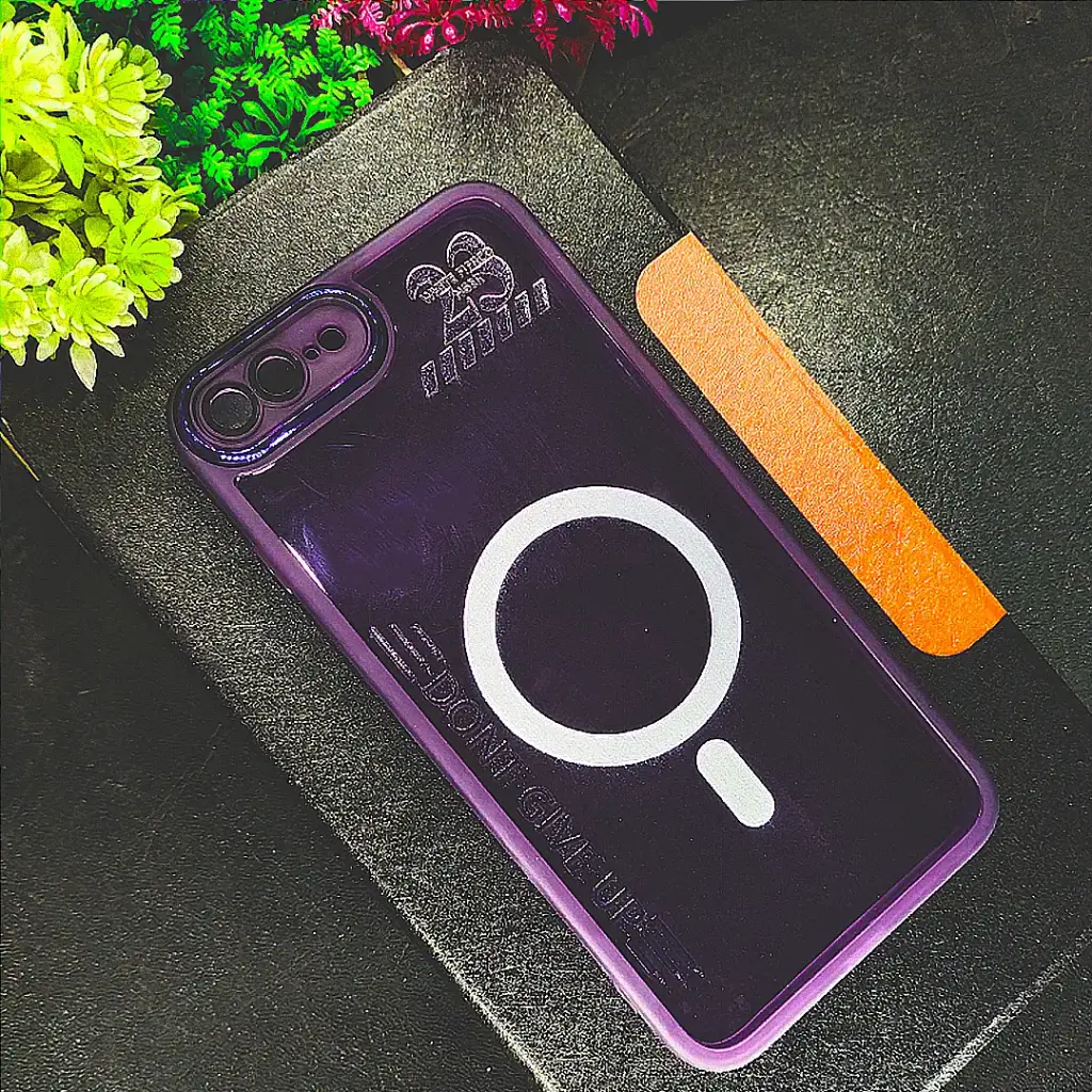 iPhone 7 Plus/8 Plus Clear Colour MagSafe Print Transparent Case - Purple
