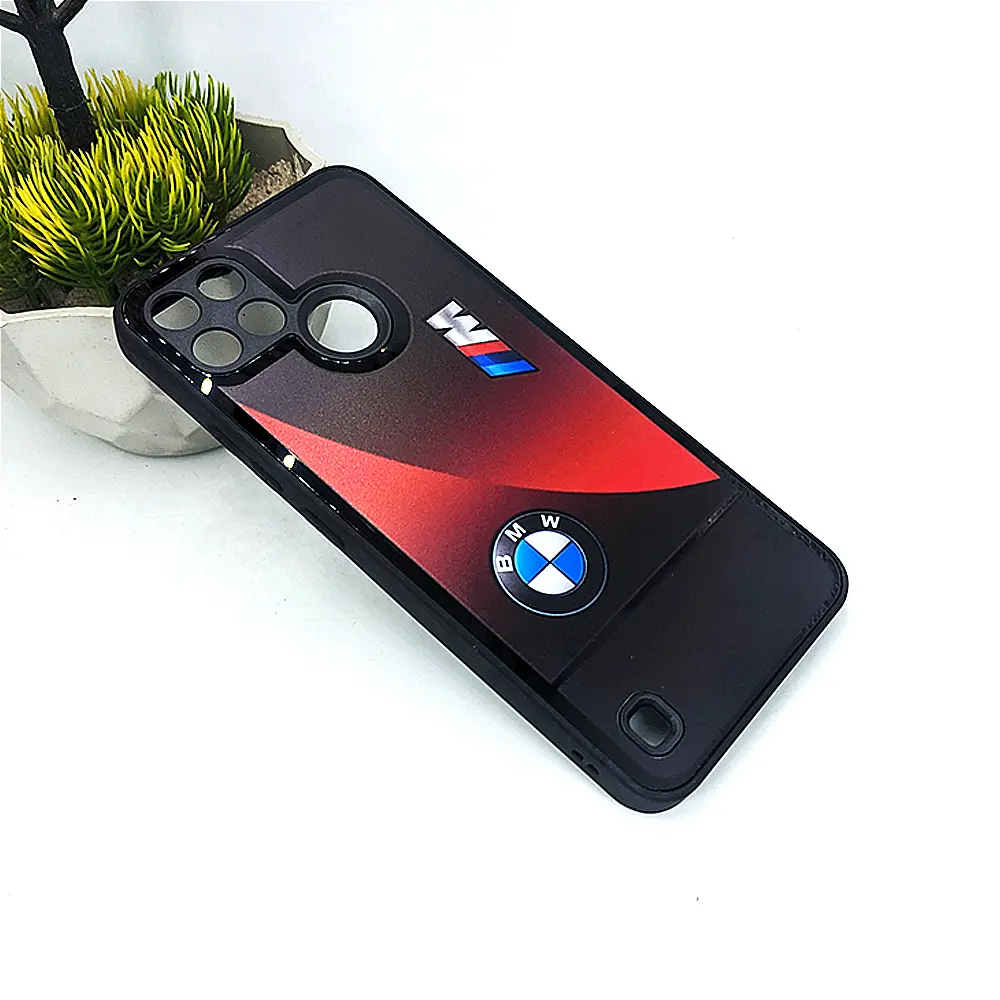 Oppo Realme C21Y/C25Y 3D Glossy Shine Car Brand Logo Back Case (Red)