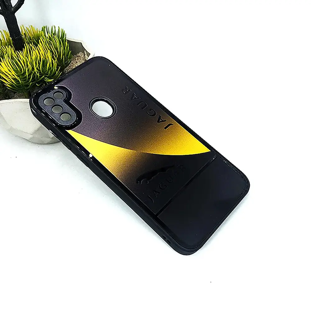 Samsung Galaxy A11/M11 Glossy Shine 3D Printed Car Brand Logo Back Case (Yellow)