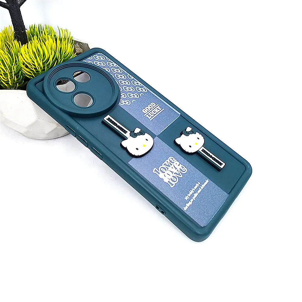 Vivo V30e 5G Ladies Sweet Kitty Good Lucky Logo Back Case (Green)