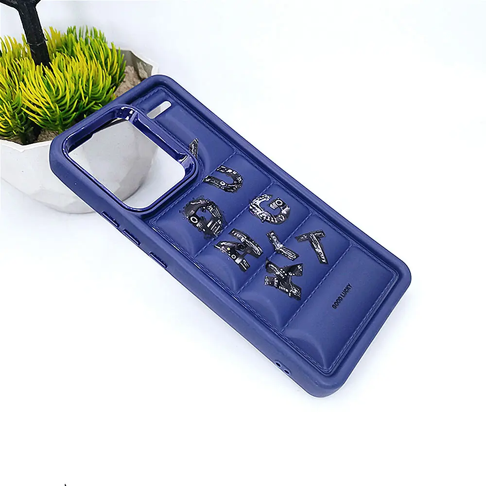 Xiaomi Redmi Note 13 Pro Plus 4G/5G Solid Puffer Printed Back Case - Navy Blue