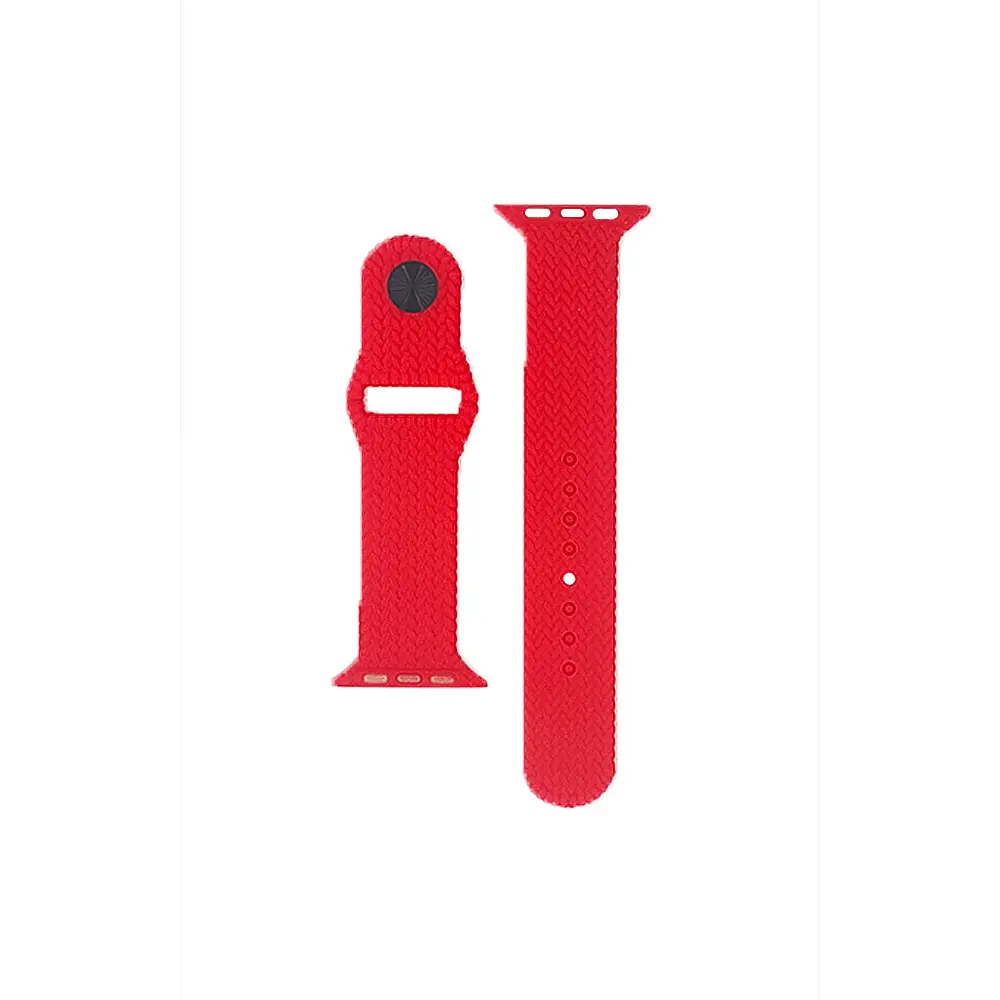 Red Patterned Texture Silicon Rubber Straps for Smart Watch - 44-49mm
