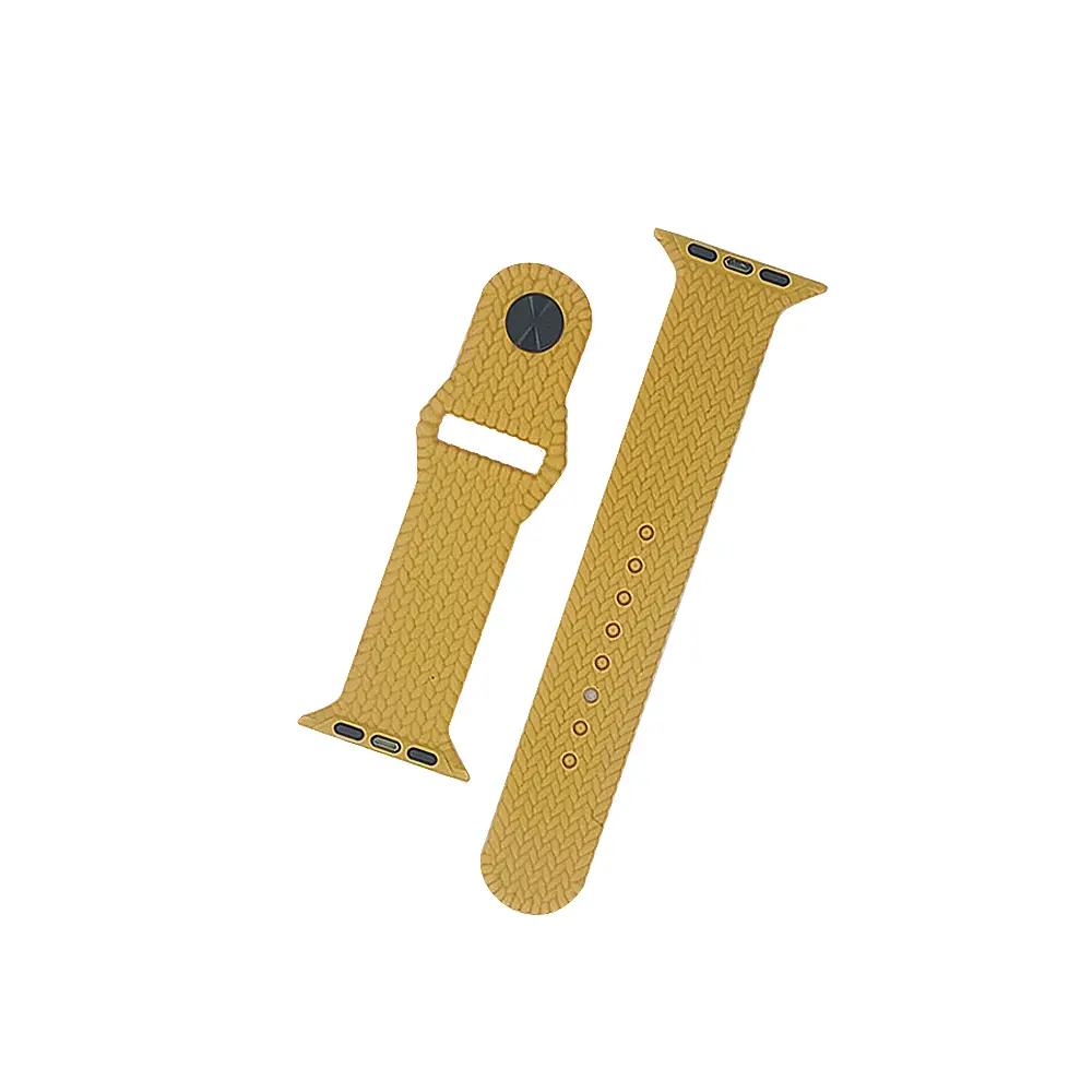 [WSRLM45-2-27] Latte Color Patterned Texture Silicon Rubber Straps for Smart Watch - 44-49mm