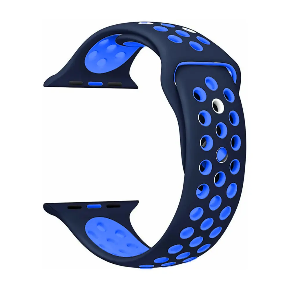 [WSRLM45-1-2-3] 42-49mm Black & Blue Silicon Rubber Straps for Smart Watch - Stylish & Durable