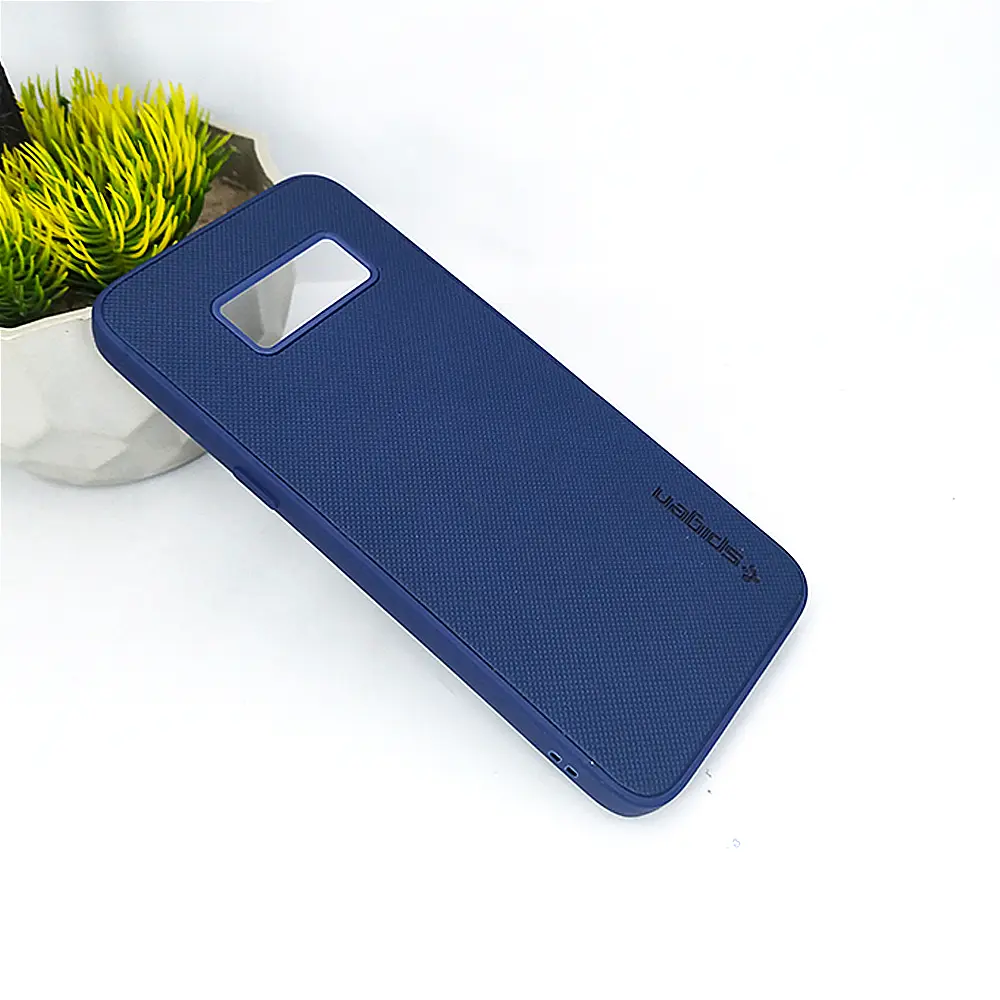 Samsung Galaxy S8 Spigen Hard Dotted Leather Back Case (Navy Blue)