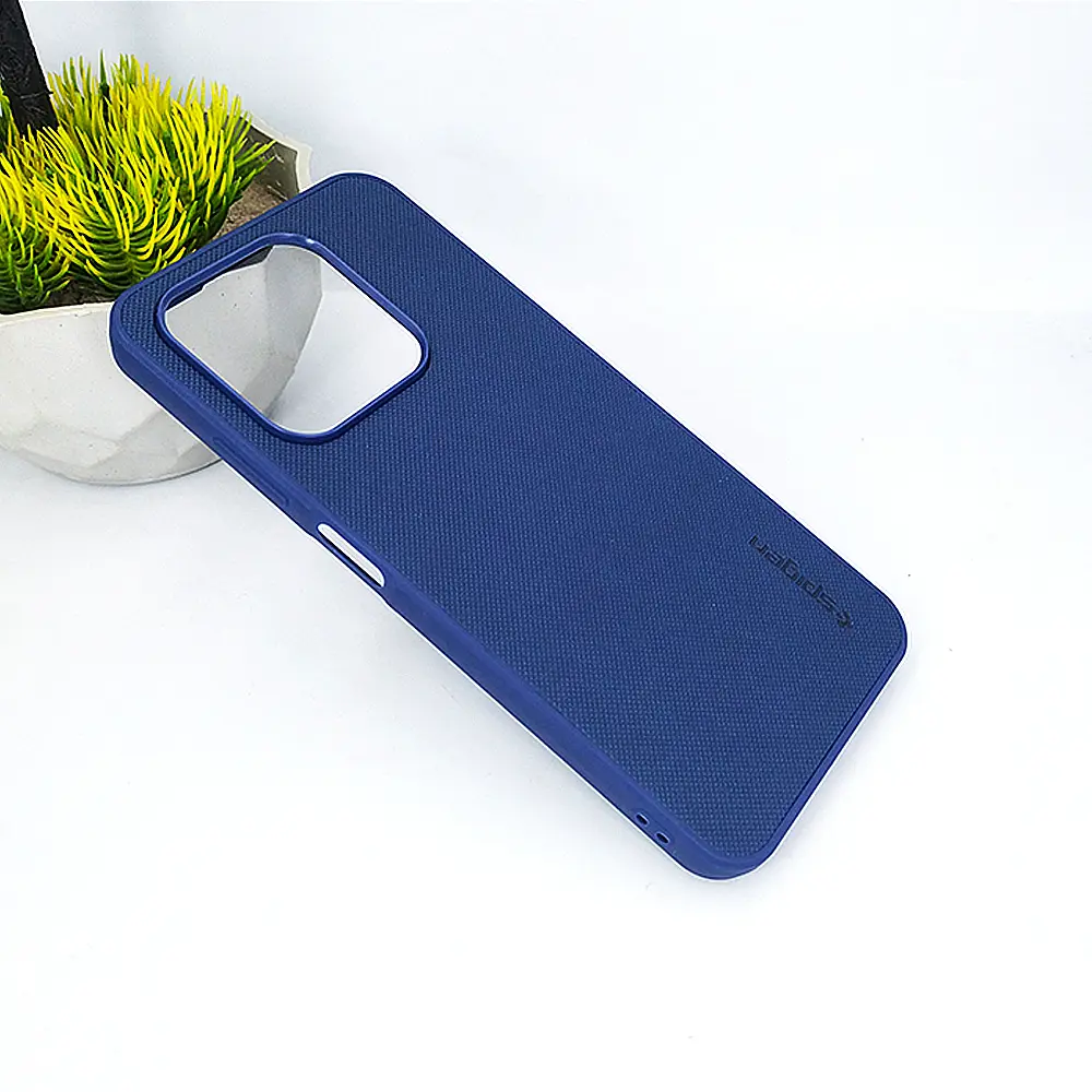 Infinix Hot 50i|Smart 9|Smart 9 HD Spigen Hard Dotted Leather Back Case (Navy Blue)
