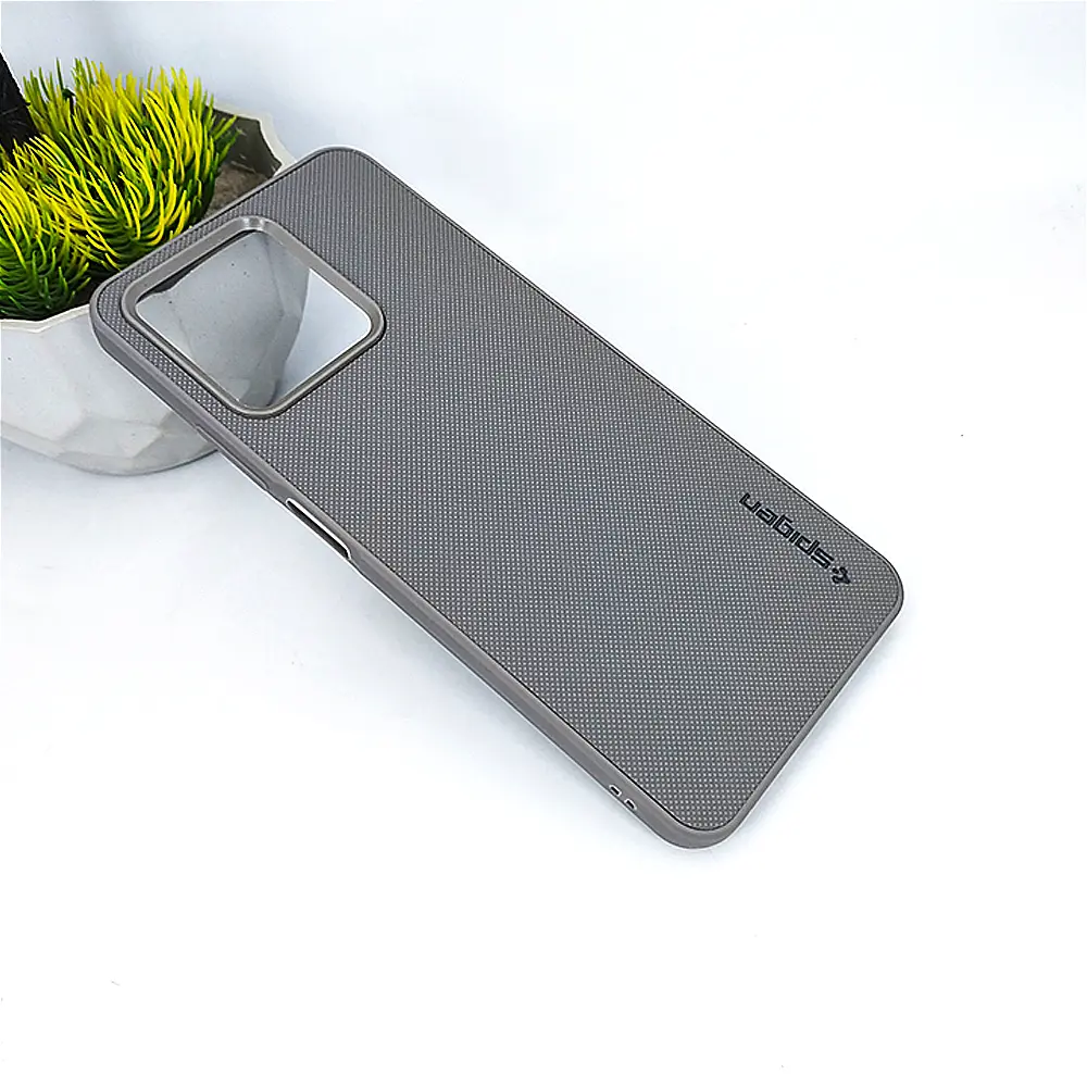 Oppo Realme C51|Realme C53|Narzo N53|Sparx Neo 8 Pro Spigen Hard Dotted Leather Back Case (Natural Titanium)