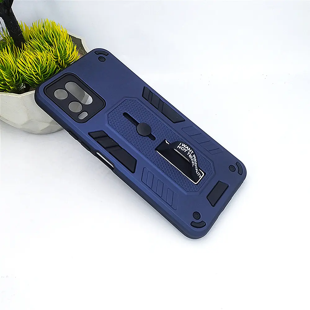 Vivo Y33s|Y33T|Y33|Y21|Y21T|Y21s Armour Strip & Stand Back Case (Navy Blue)