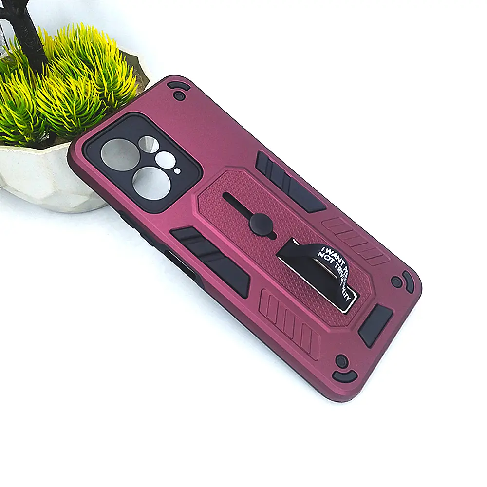 Xiaomi Redmi Note 12 Armour Strip & Stand Back Case (Maroon)