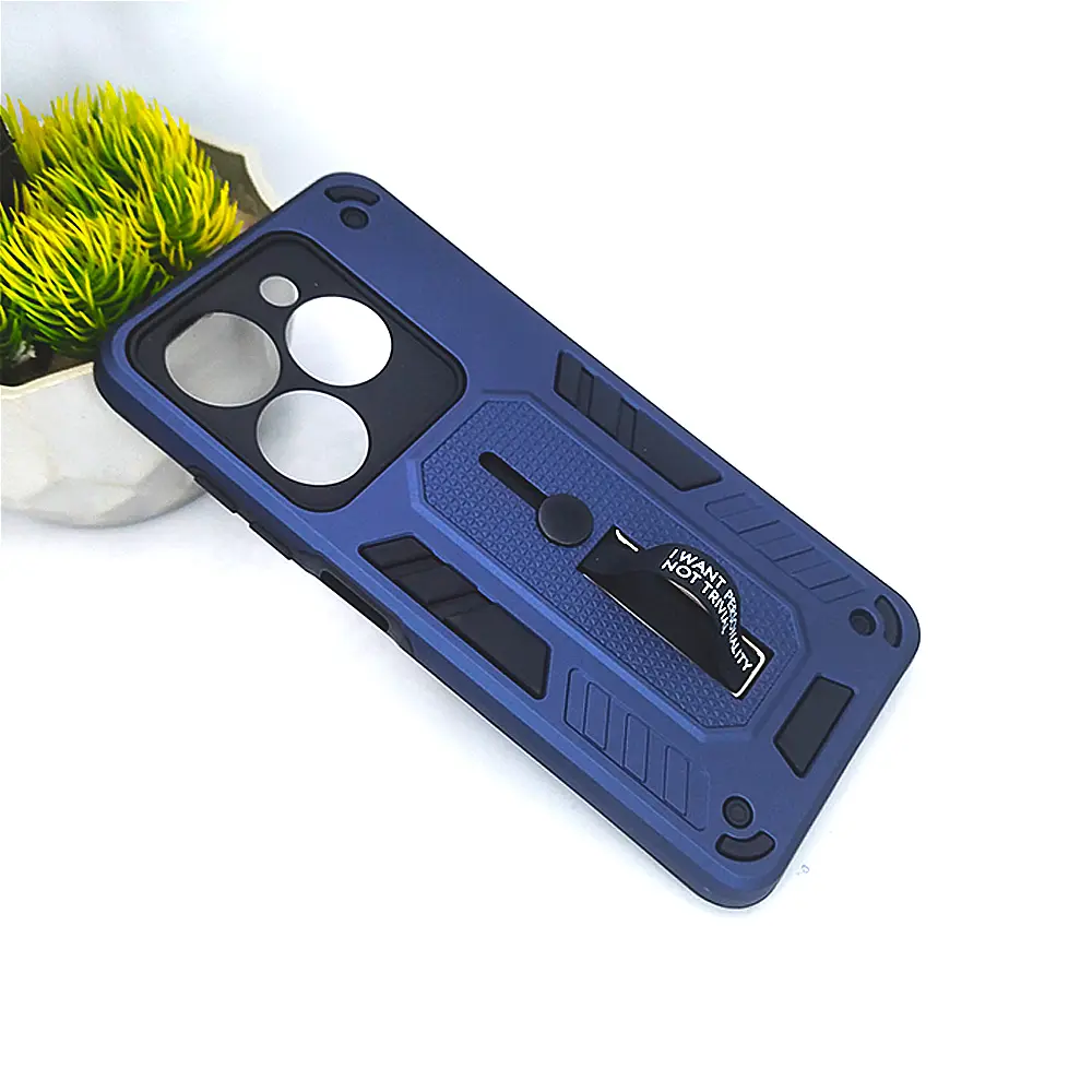 Tecno Spark 20|Spark 20C|Spark Go 2024|Pop 8|Infinix Smart 8|Smart Pro|Smart 8 Plus|Hot 40i Armour Strip & Stand Back Case (Navy Blue)