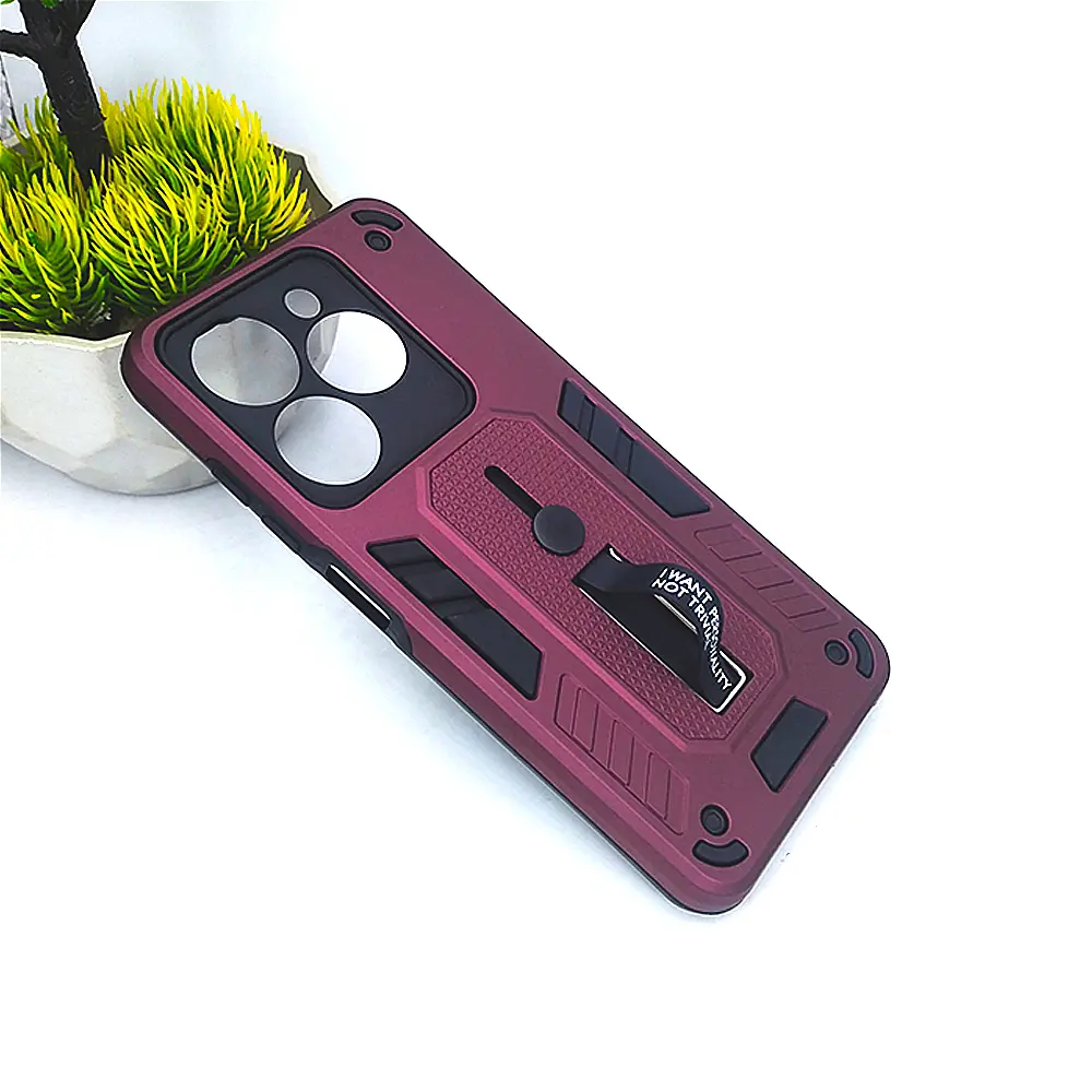 Tecno Spark 20|Spark 20C|Spark Go 2024|Pop 8|Infinix Smart 8|Smart Pro|Smart 8 Plus|Hot 40i Armour Strip & Stand Back Case (Maroon)