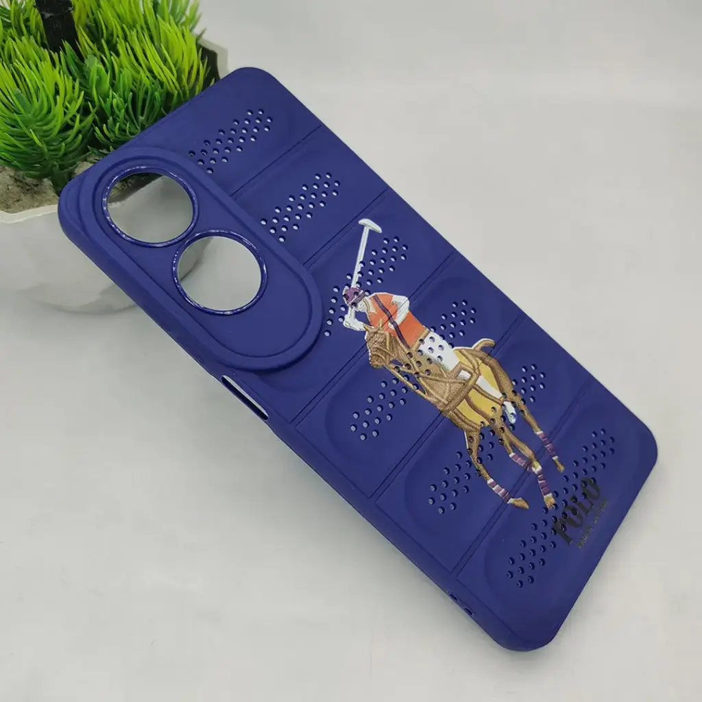 Oppo A60 4G Cooling Mesh 3D Printed Silicone Back Case - Navy Blue