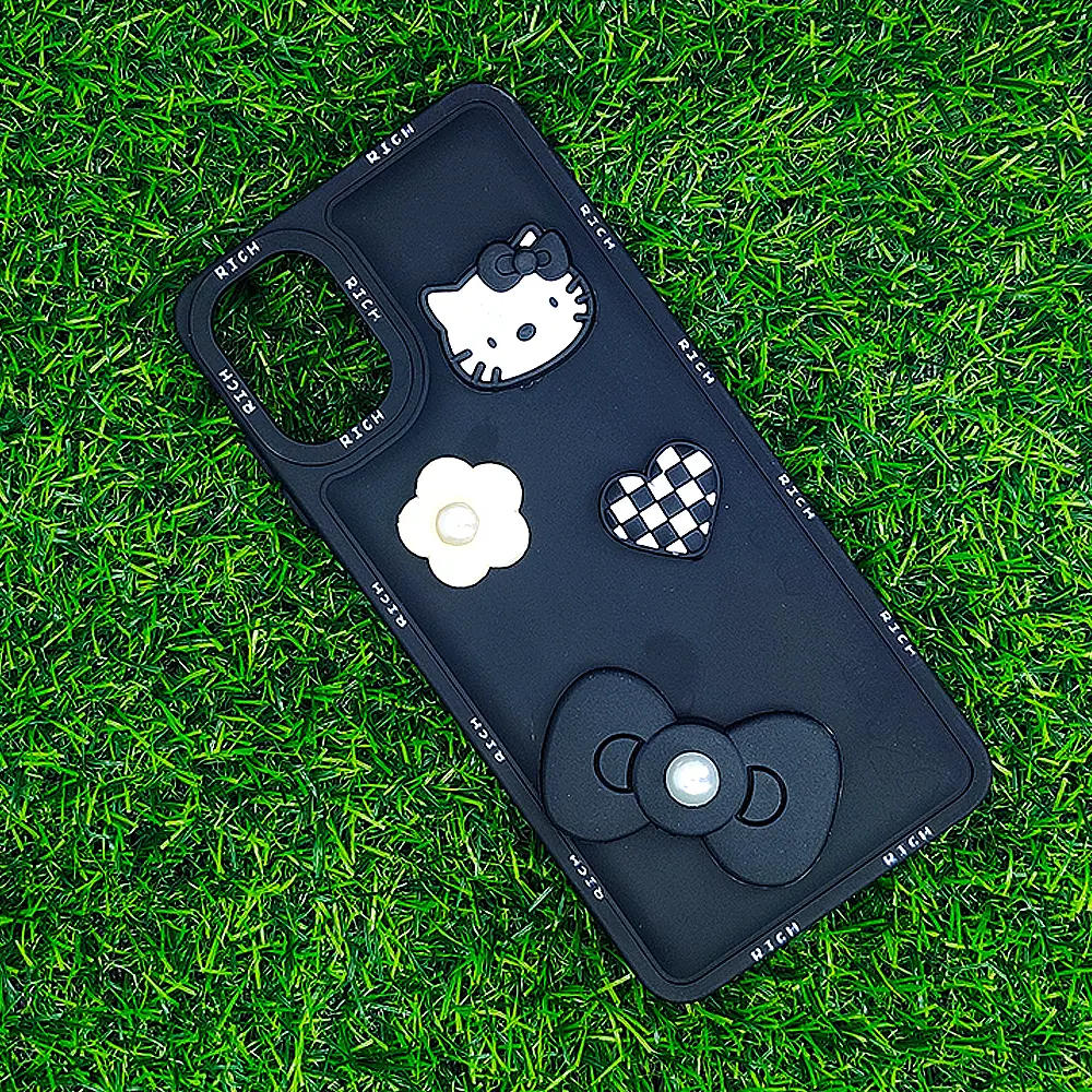 Samsung A06 Rich Kittey Back Case (Black)