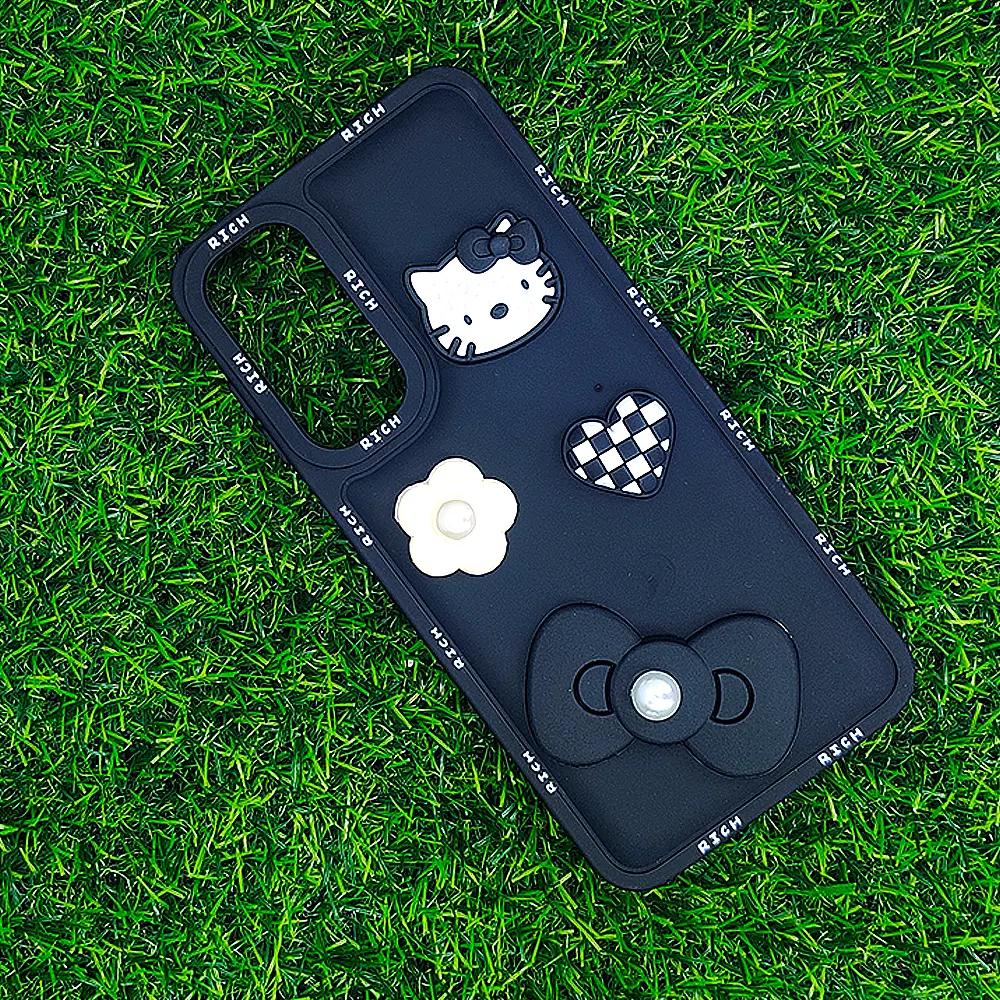 Samsung A16 Rich Kittey Back Case (Black)